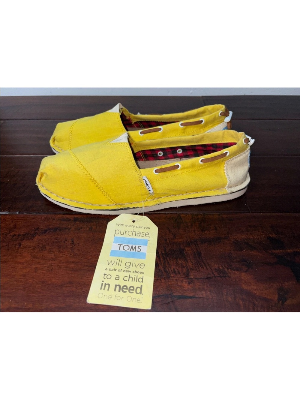 TOMS Kids Yellow Canvas Slip-On Espadrilles